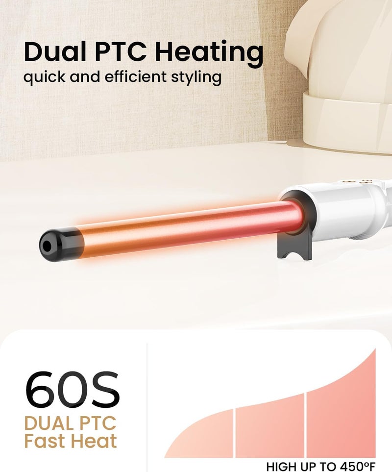 Hoson 3/4 Inch Curling Wand for Long Hair,19mm Ceramic Wand Curling Iron Extra Long Barrel, Dual Voltage, 10 Temps - Image 3